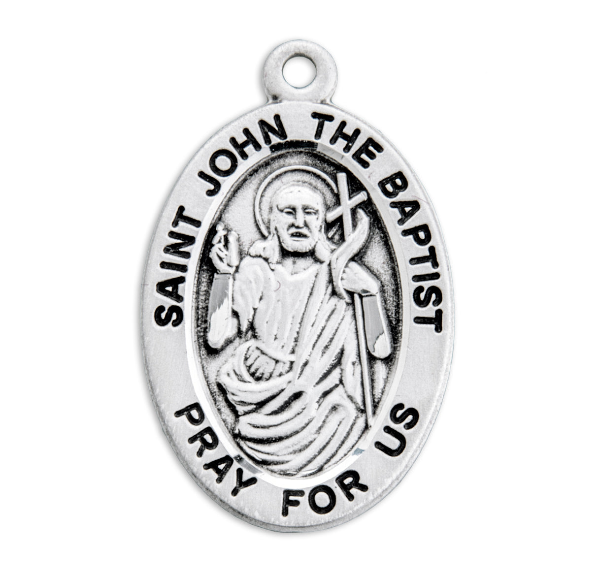 Patron Saint John the Baptist Oval Sterling Silver Medal