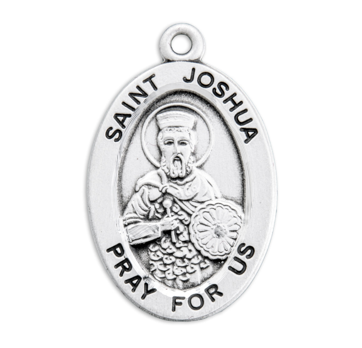 Patron Saint Joshua Oval Sterling Silver Medal