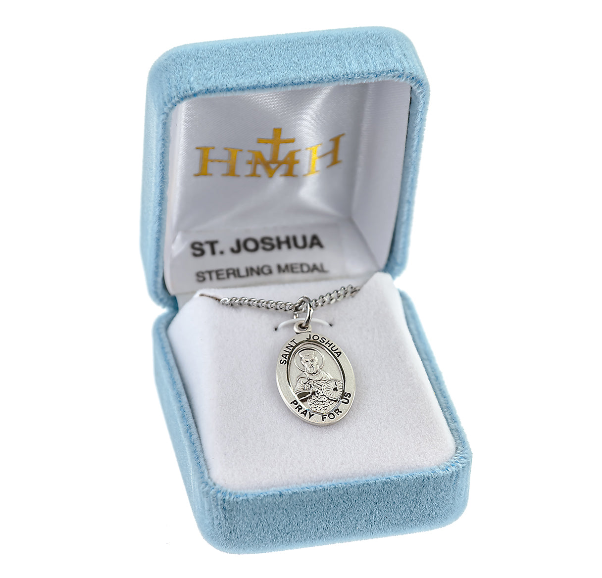 Patron Saint Joshua Oval Sterling Silver Medal