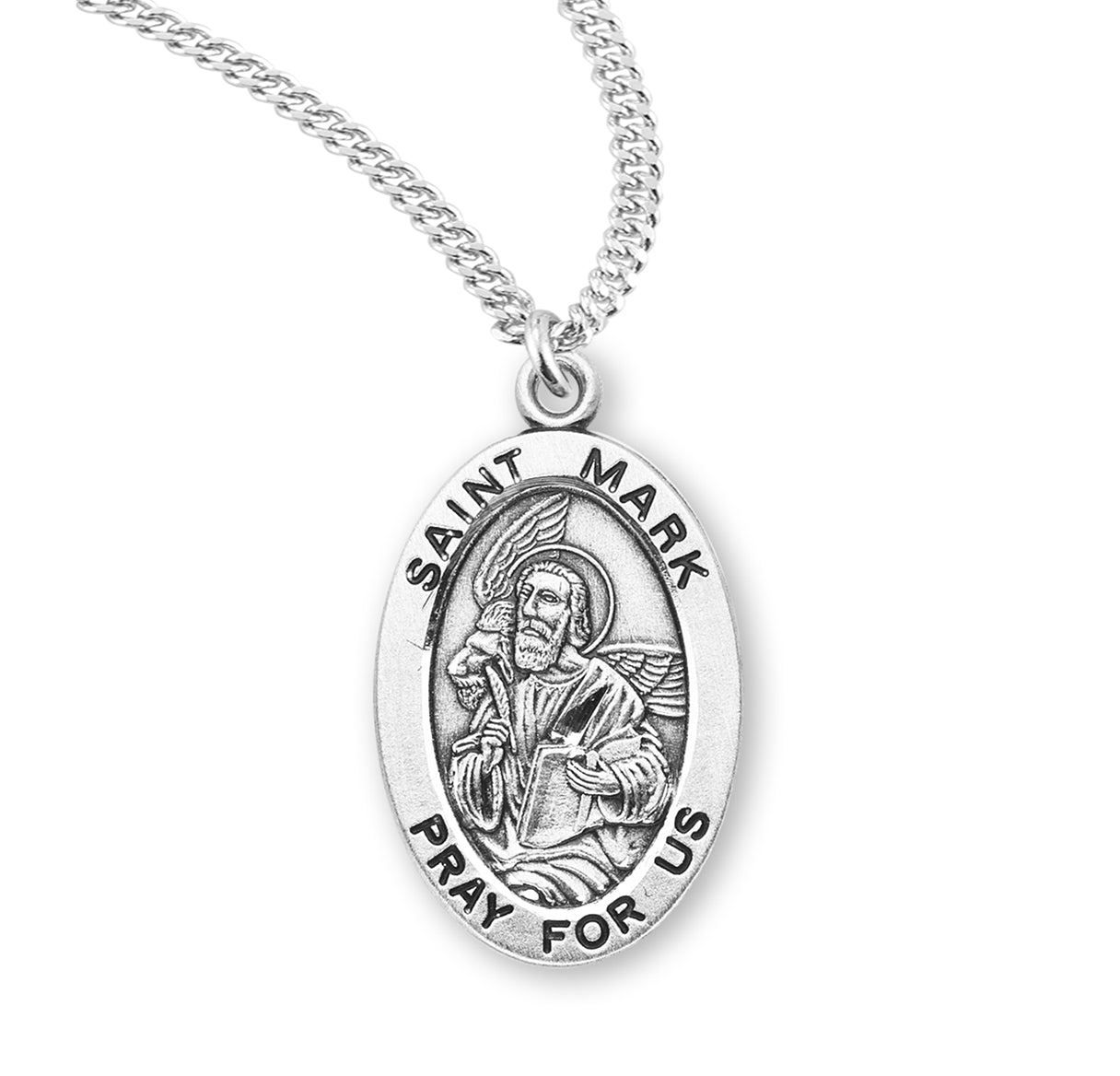 Patron Saint Mark Oval Sterling Silver Medal