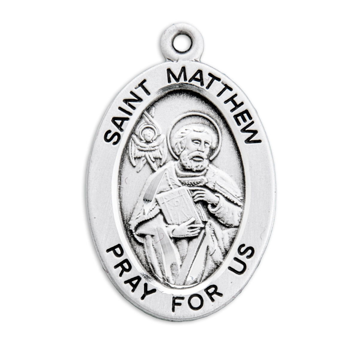 Patron Saint Matthew Oval Sterling Silver Medal