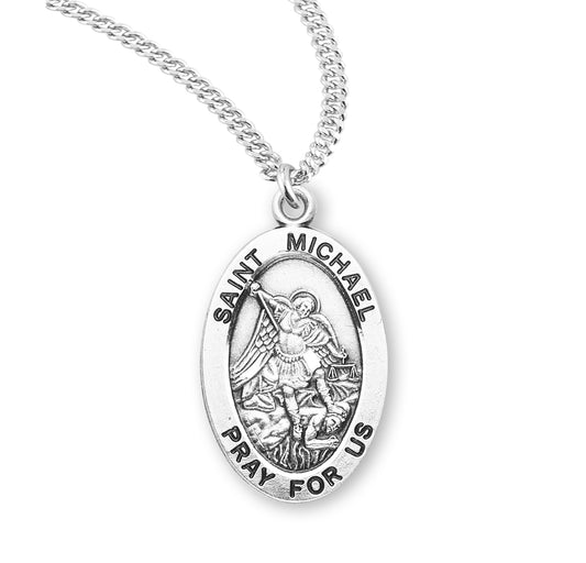 Patron Saint Michael Oval Sterling Silver Medal