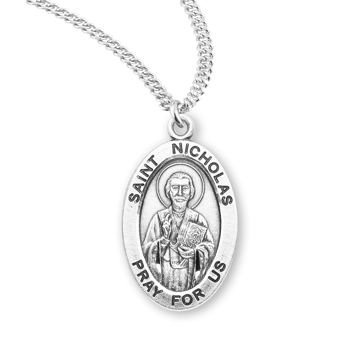 Patron Saint Nicholas Oval Sterling Silver Medal