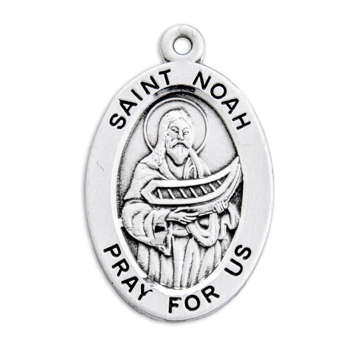 Patron Saint Noah Oval Sterling Silver Medal