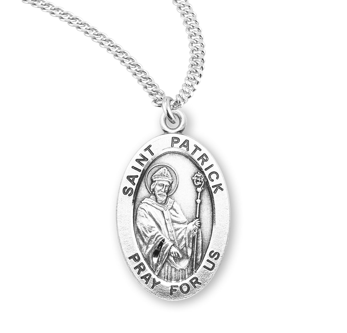 Patron Saint Patrick Oval Sterling Silver Medal