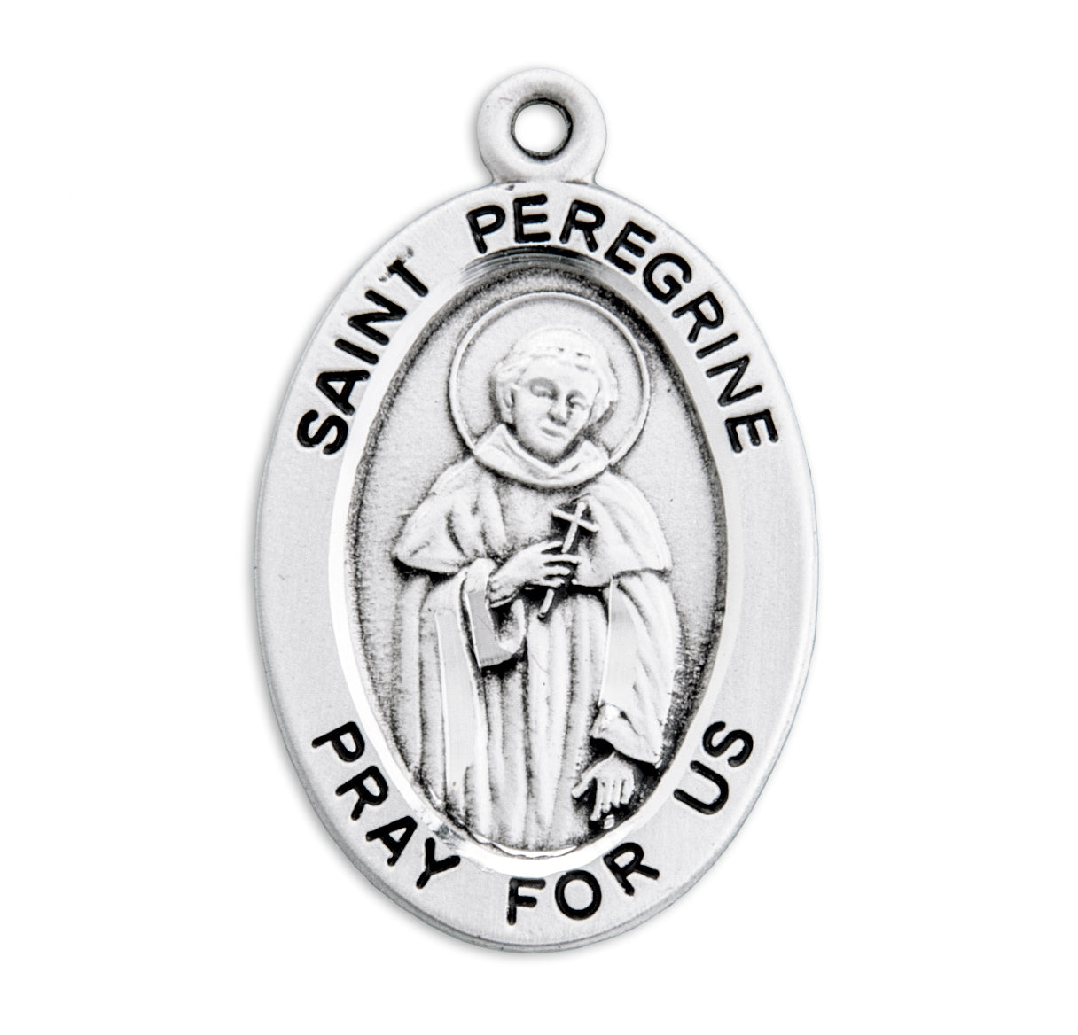 Patron Saint Peregrine Oval Sterling Silver Medal