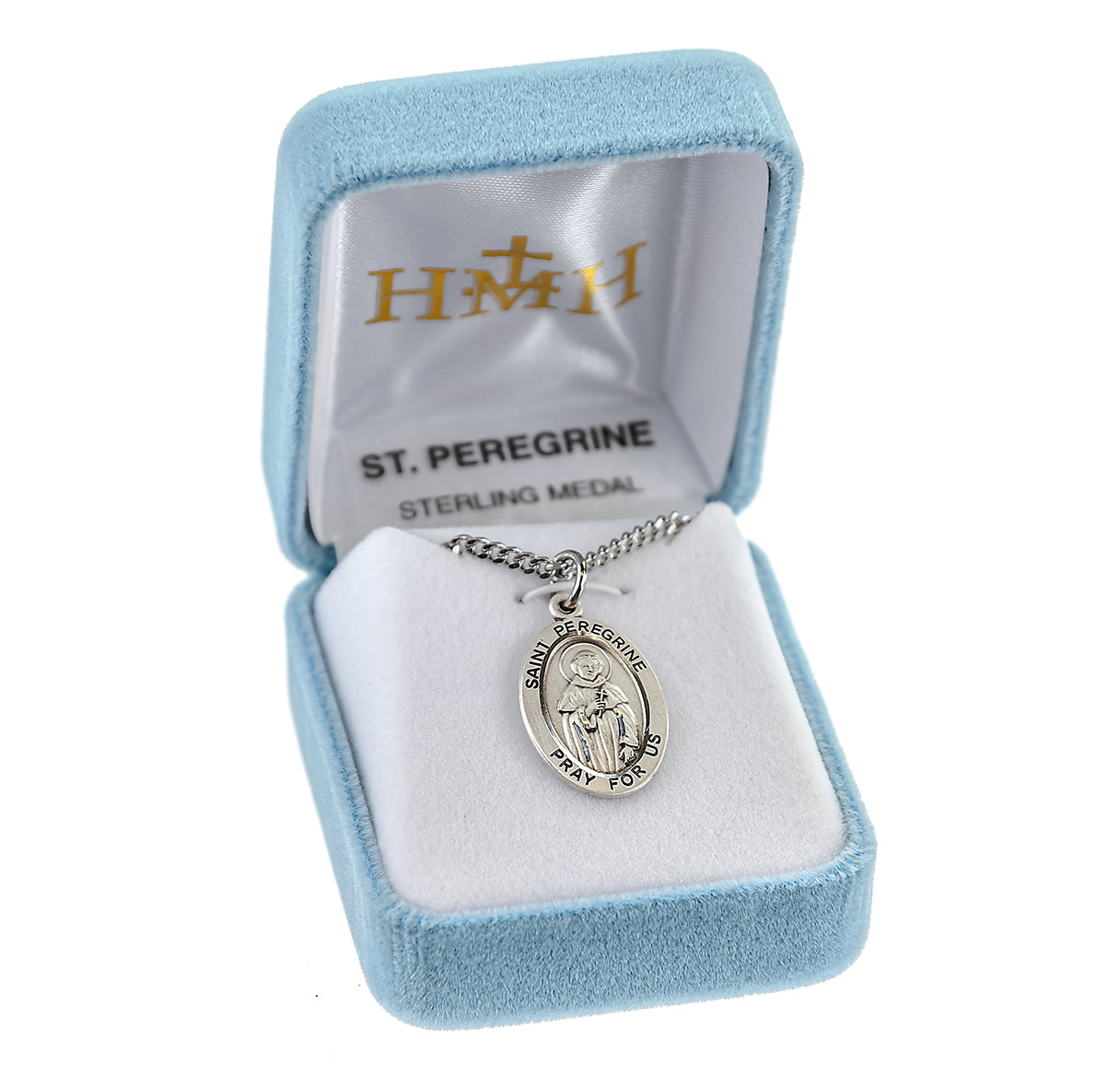 Patron Saint Peregrine Oval Sterling Silver Medal