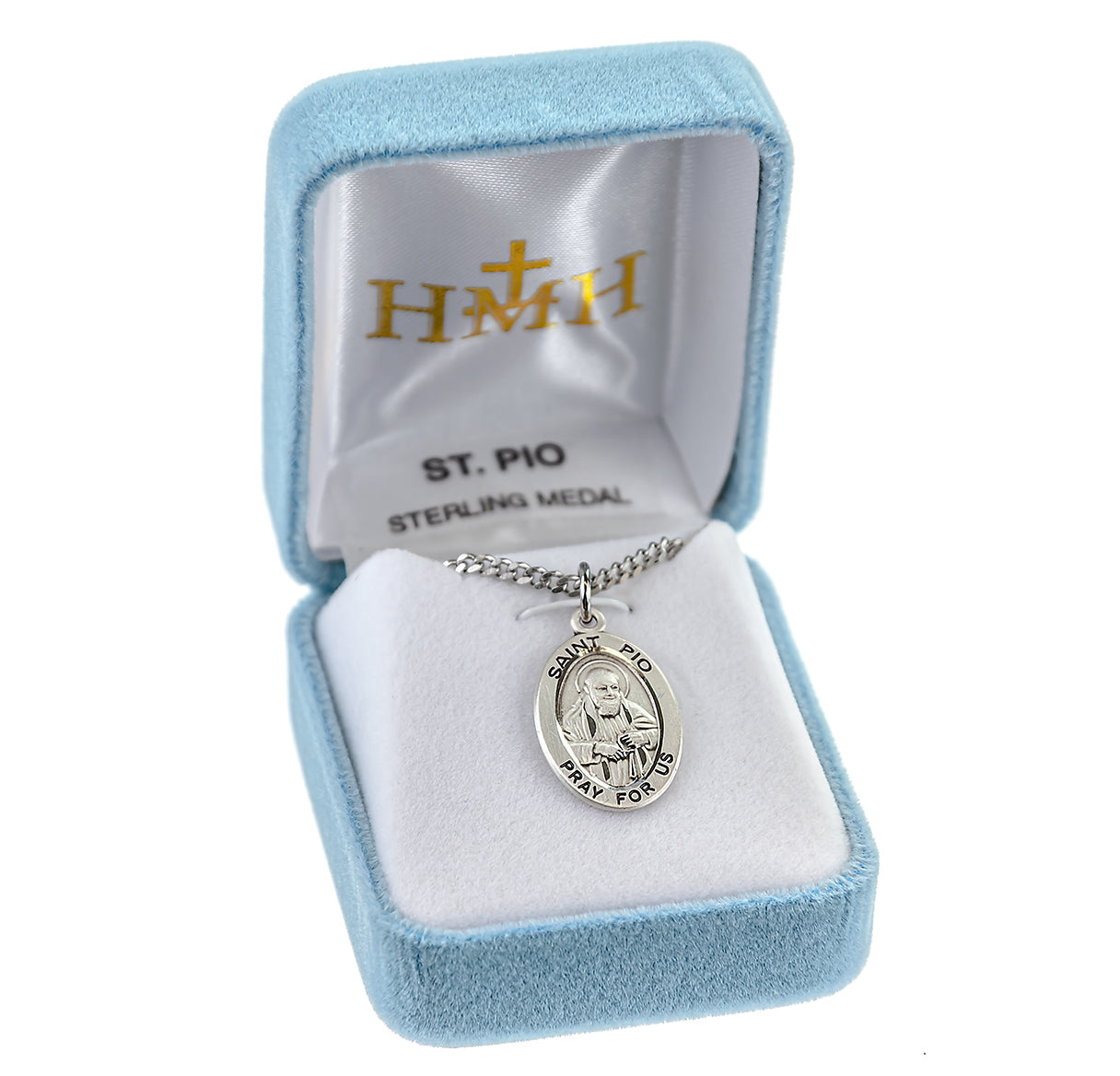 Patron Saint Pio Oval Sterling Silver Medal