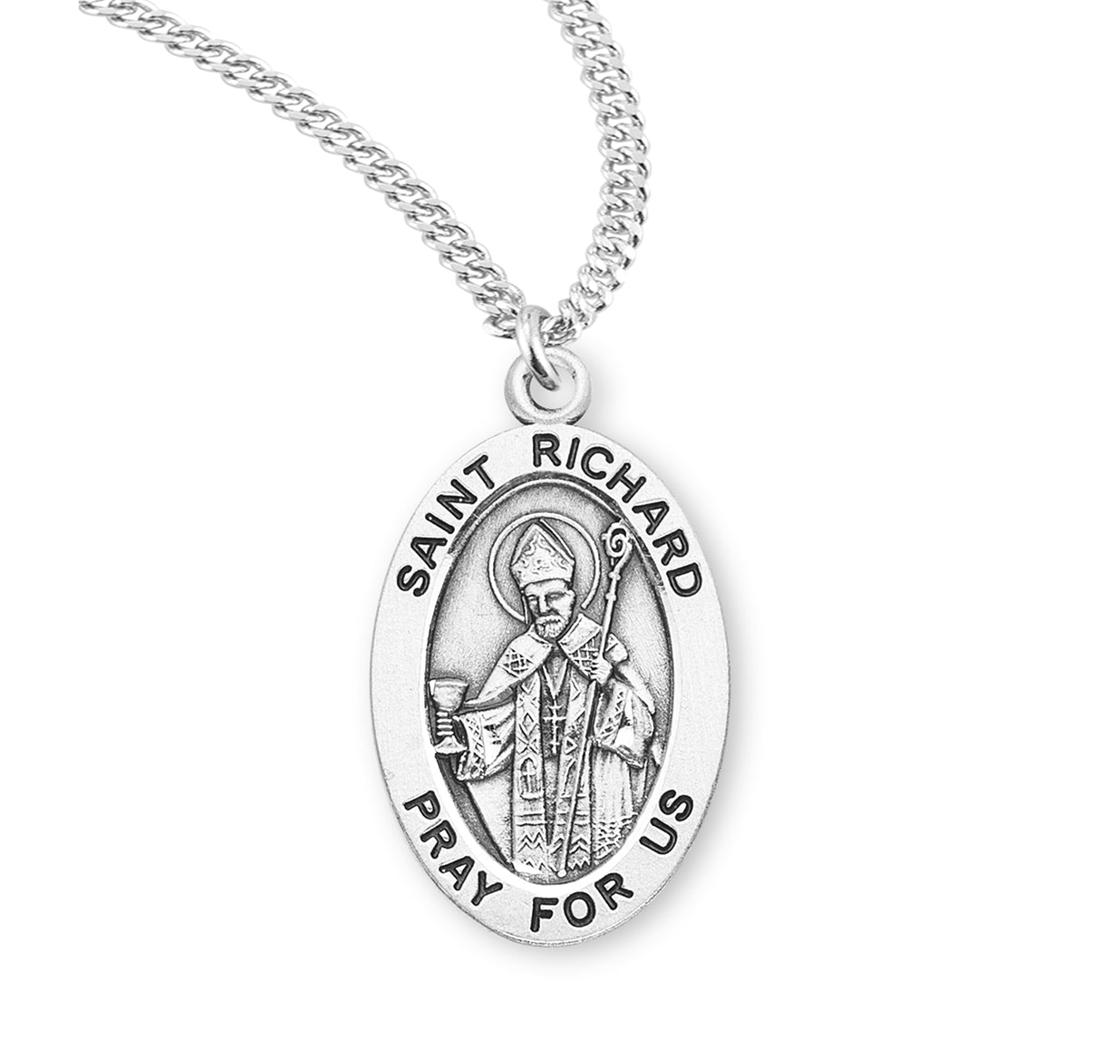 Patron Saint Richard Oval Sterling Silver Medal