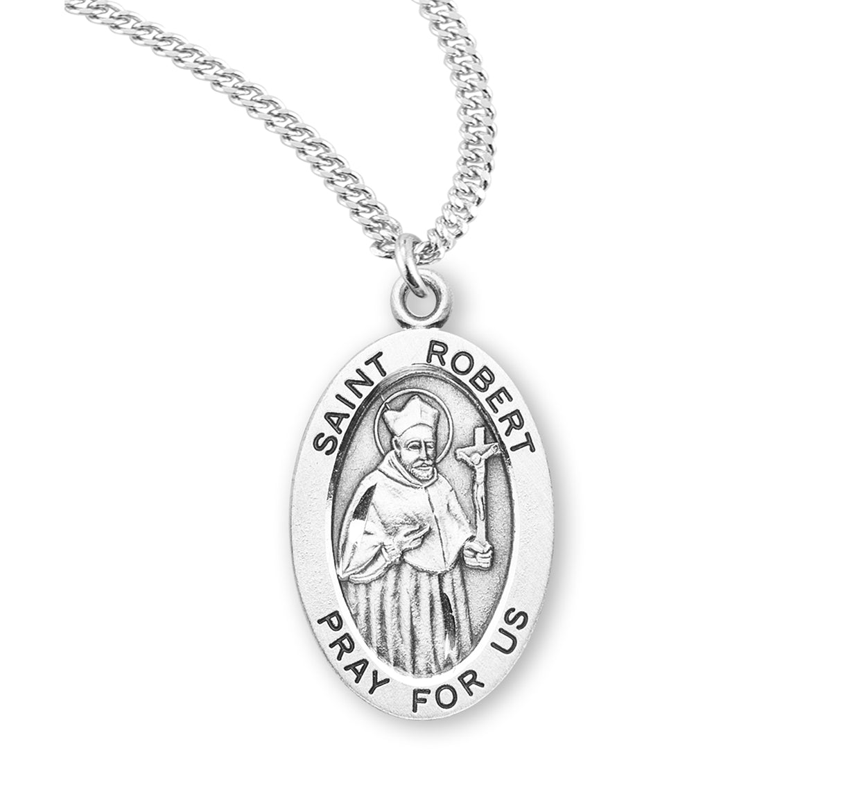 Patron Saint Robert Oval Sterling Silver Medal