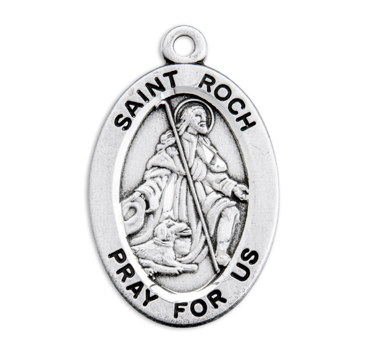 Patron Saint Roch Oval Sterling Silver Medal