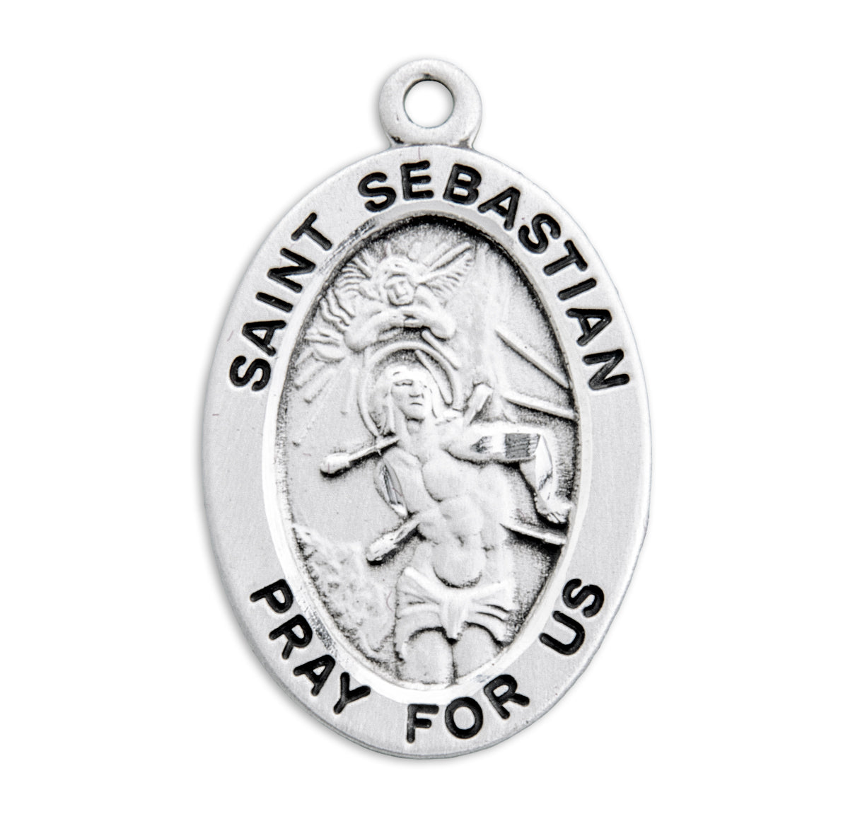 Patron Saint Sebastian Oval Sterling Silver Medal