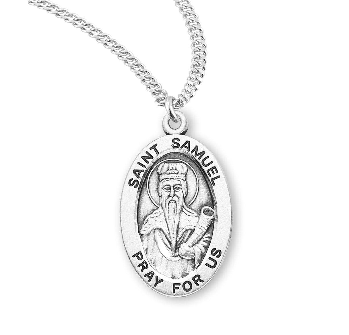 Patron Saint Samuel Oval Sterling Silver Medal