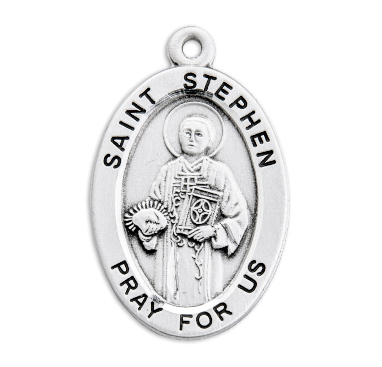 Saint Stephen Oval Sterling Silver Medal