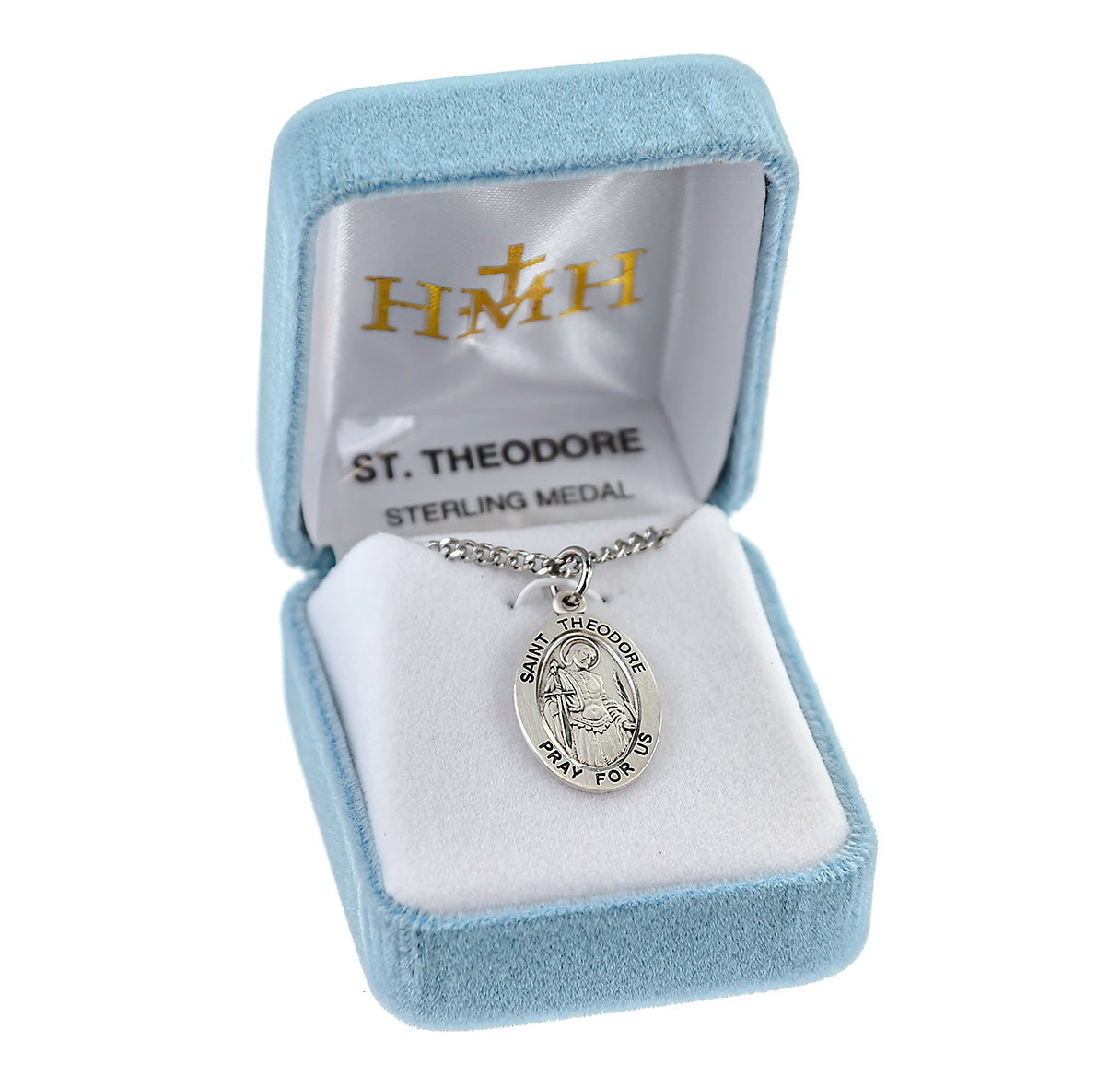 Patron Saint Theodore Oval Sterling Silver Medal