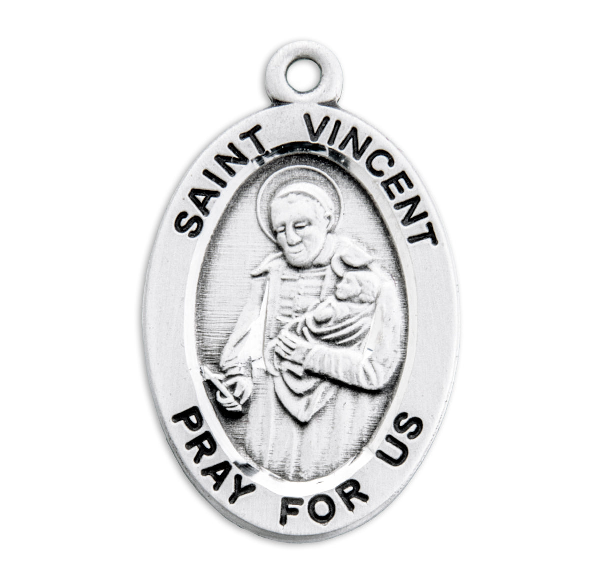 Patron Saint Vincent de Paul Oval Sterling Silver Medal