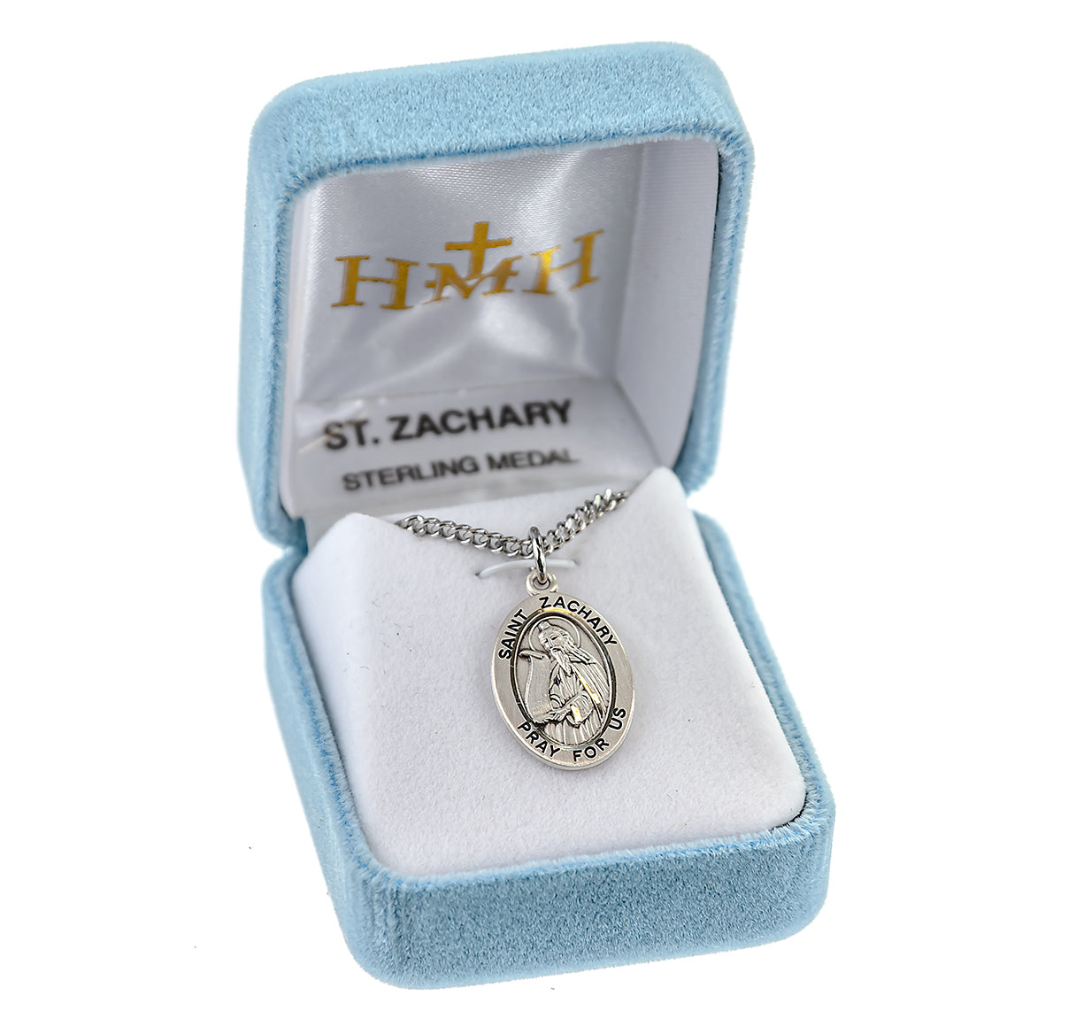 Patron Saint Zachary Oval Sterling Silver Medal