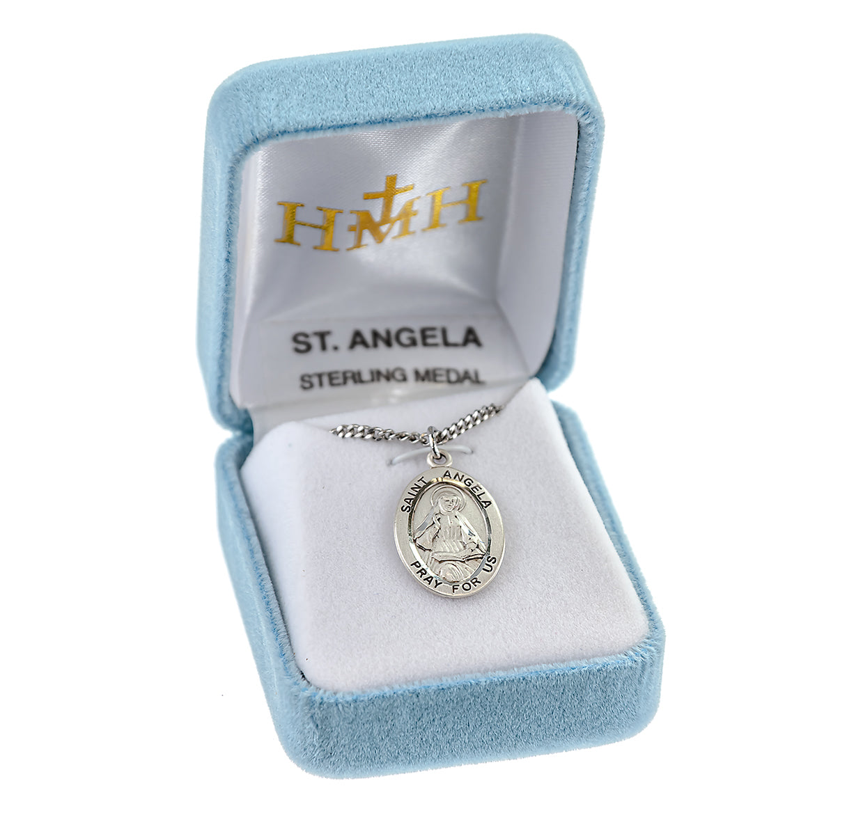 Patron Saint Angela Oval Sterling Silver Medal