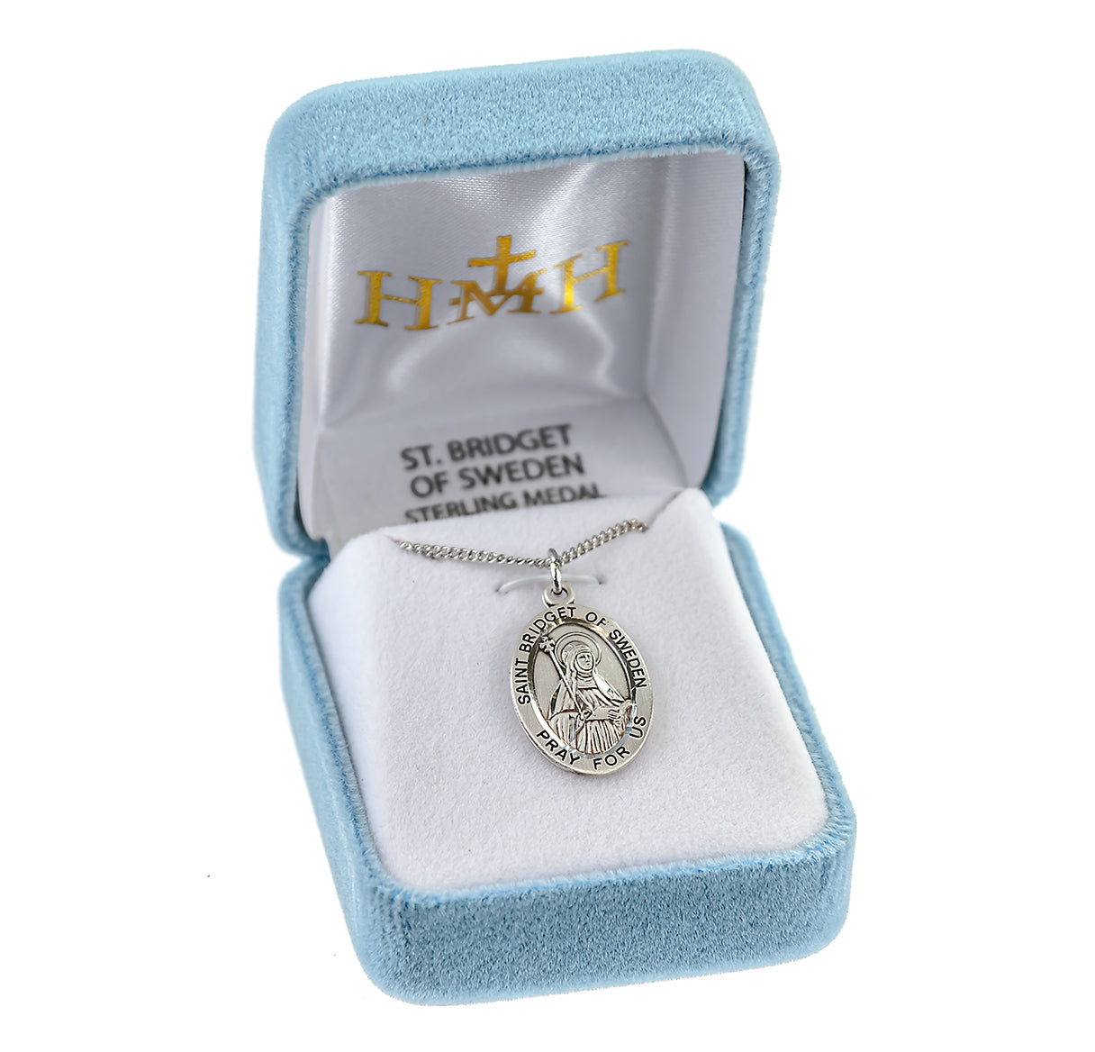 Patron Saint Bridget of Sweden Oval Sterling Silver Medal
