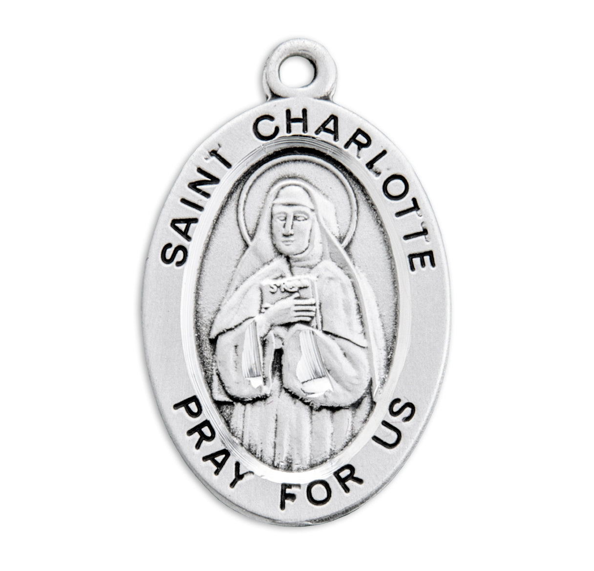 Patron Saint Charlotte Oval Sterling Silver Medal