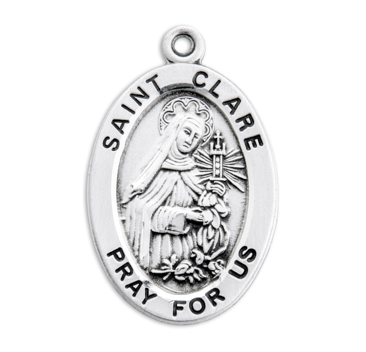 Patron Saint Clare Oval Sterling Silver Medal