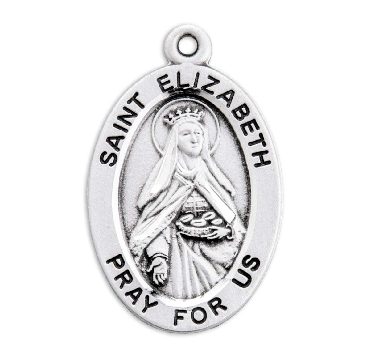 Patron Saint Elizabeth Oval Sterling Silver Medal