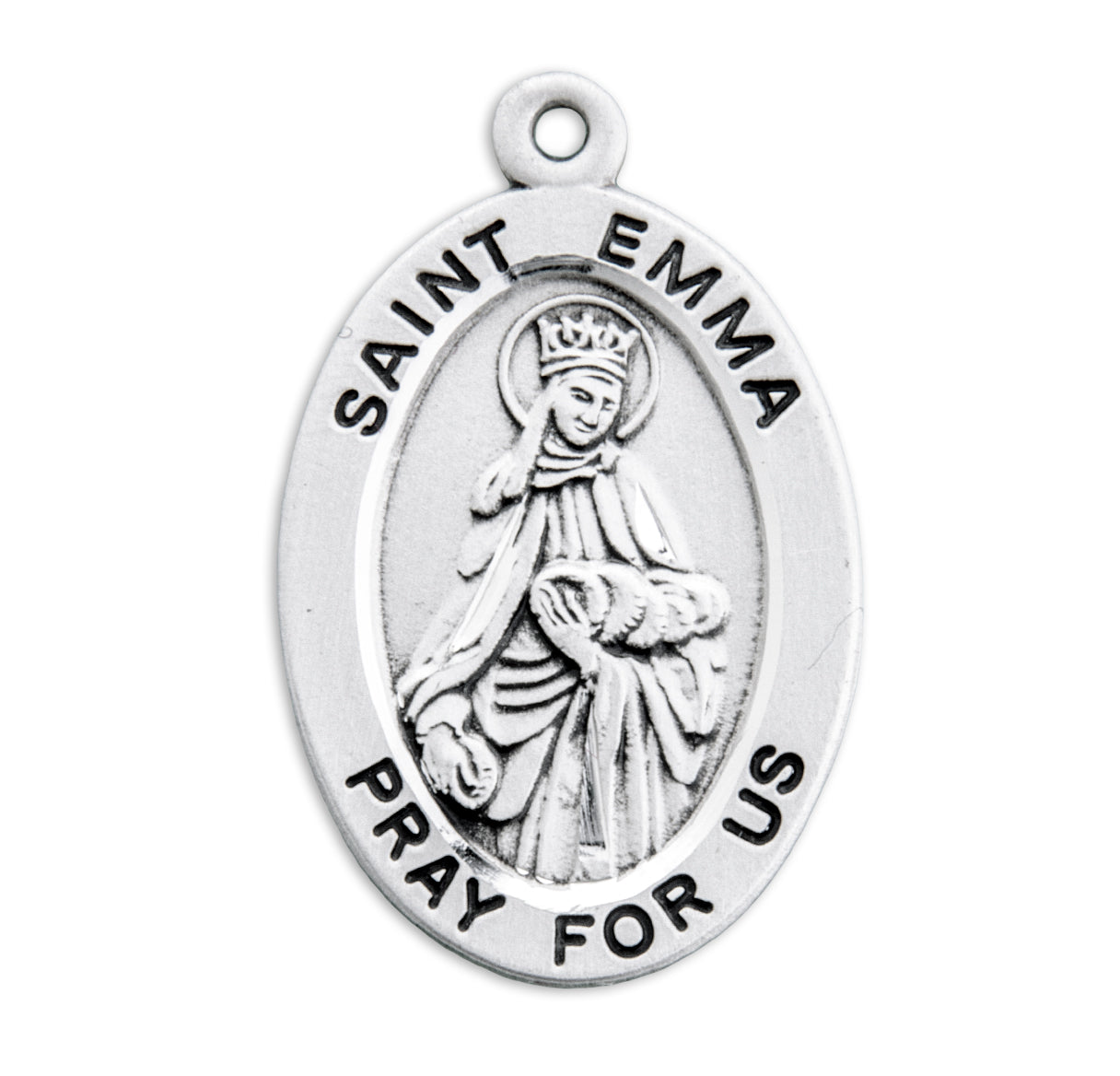 Patron Saint Emma Oval Sterling Silver Medal