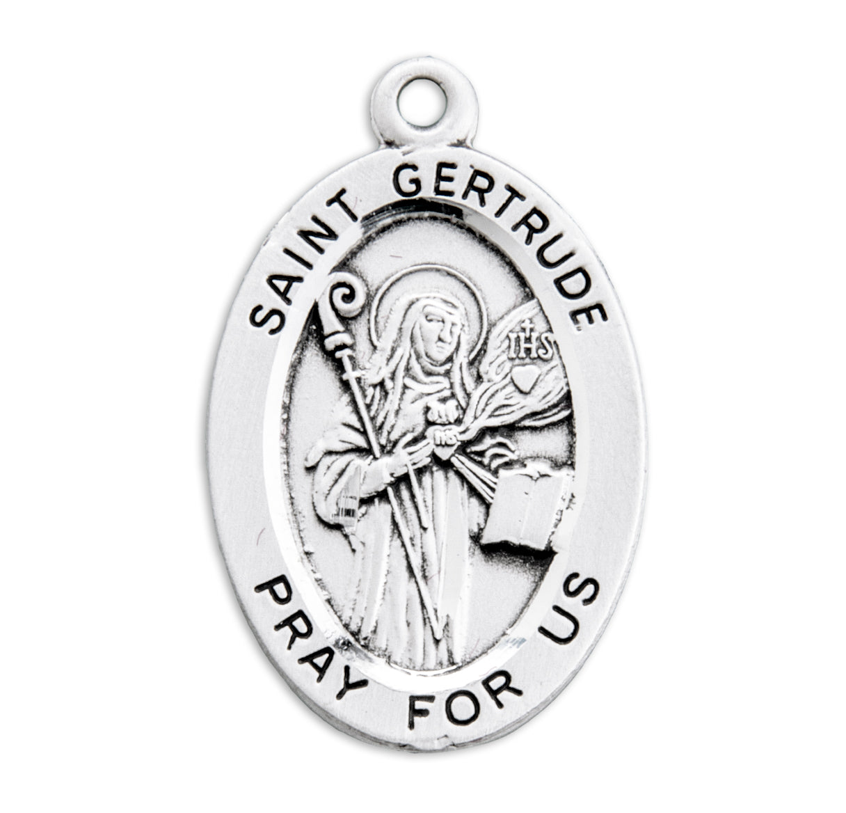 Patron Saint Gertrude Oval Sterling Silver Medal