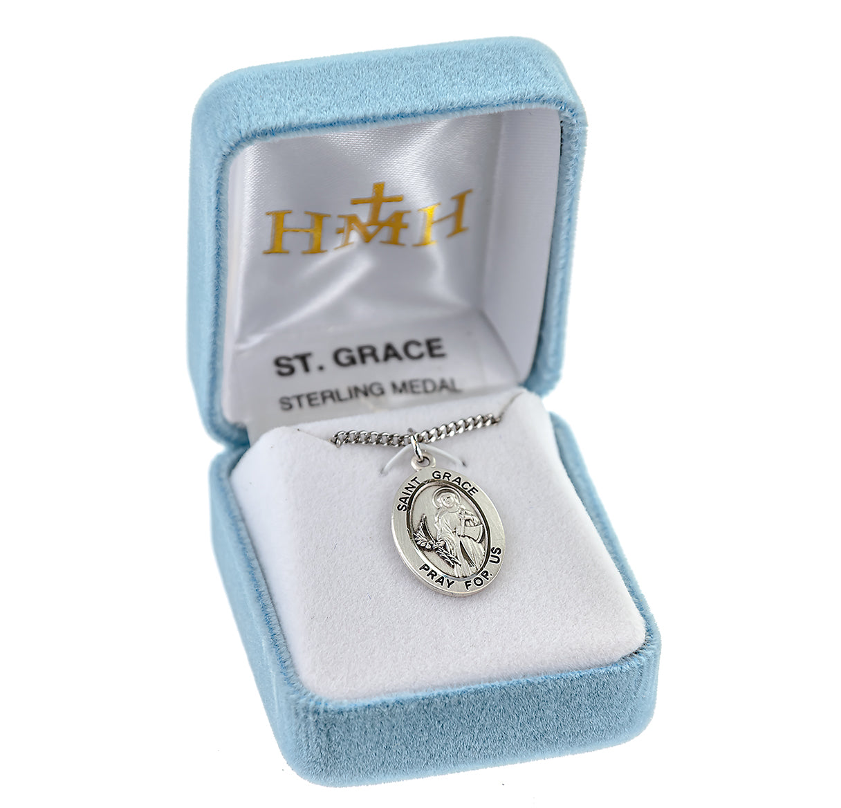 Patron Saint Grace Oval Sterling Silver Medal