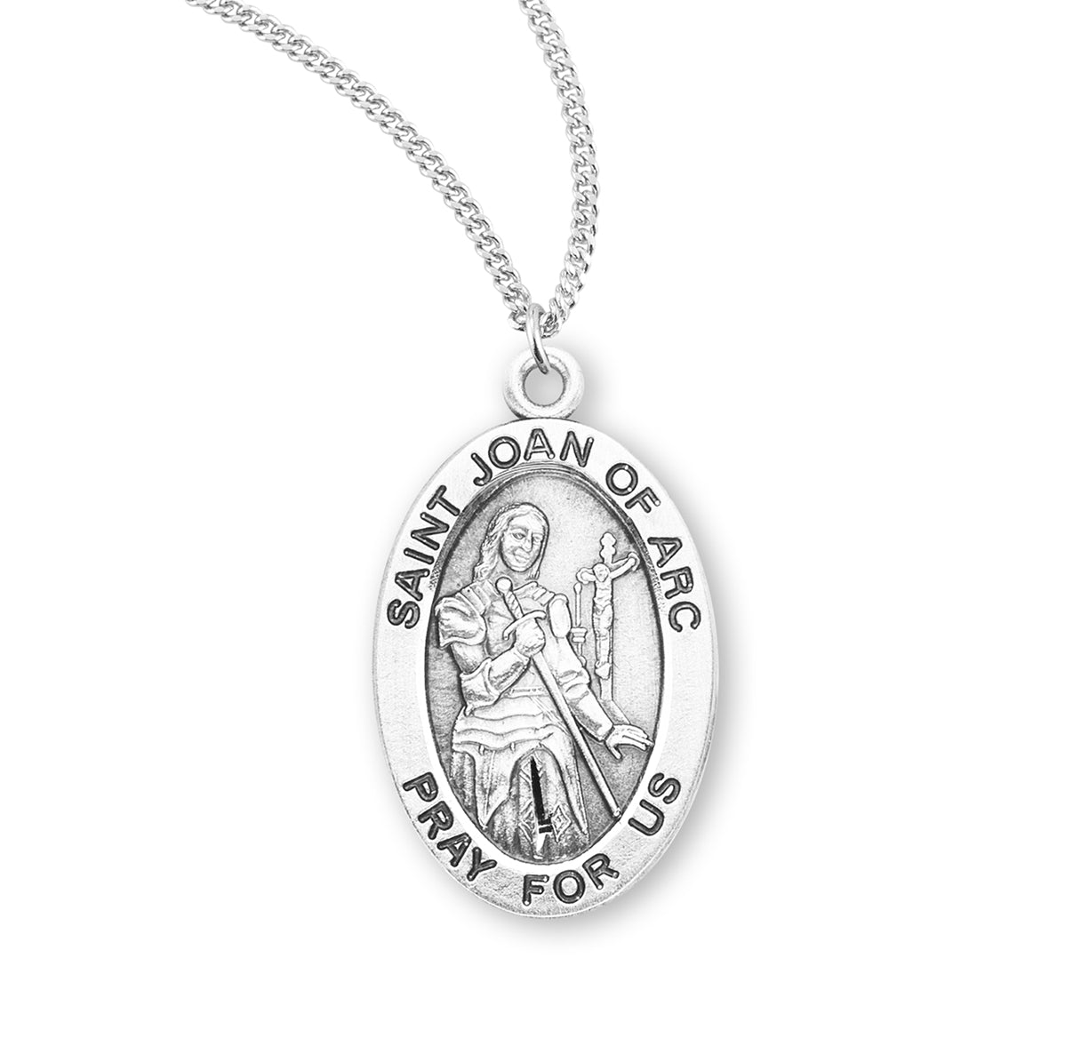 Patron Saint Joan of Arc Oval Sterling Silver Medal