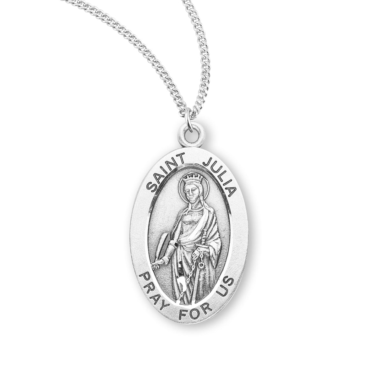 Patron Saint Julia Oval Sterling Silver Medal