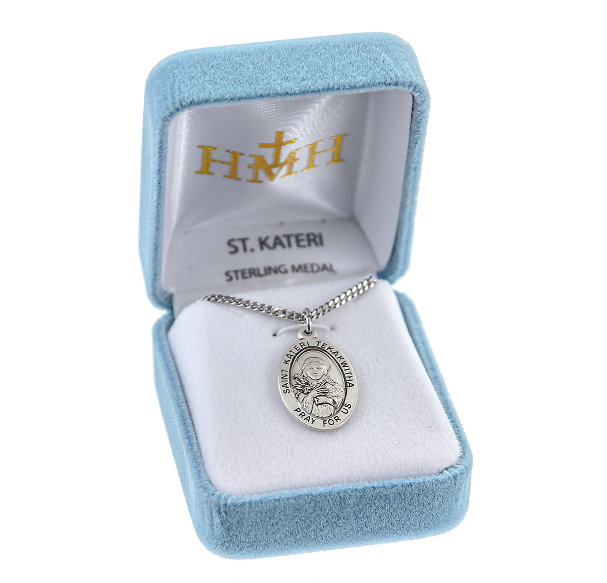 Patron Saint Kateri Tekakwitha Oval Sterling Silver Medal