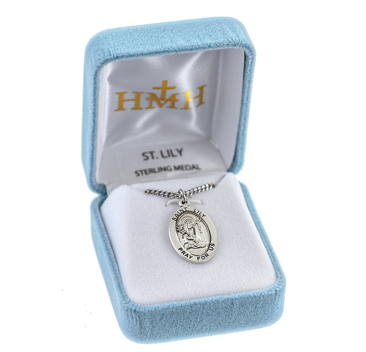 Patron Saint Lily Oval Sterling Silver Medal