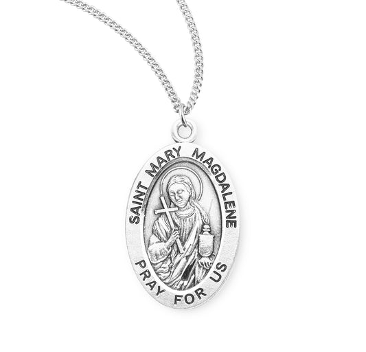 Patron Saint Mary Magdalene Oval Sterling Silver Medal