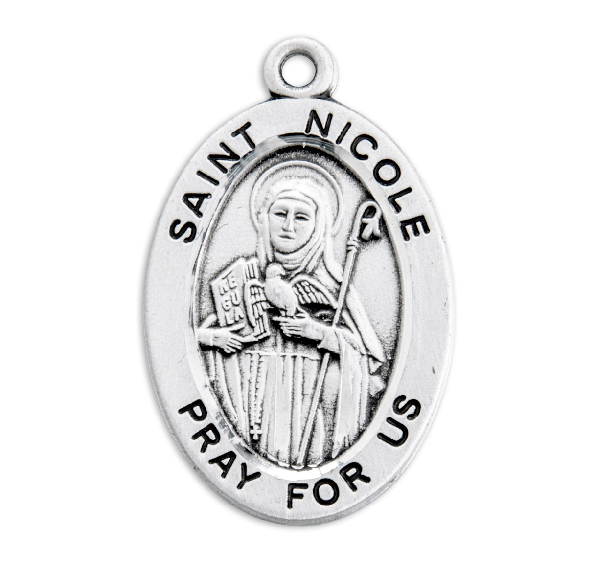 Patron Saint Nicole Oval Sterling Silver Medal