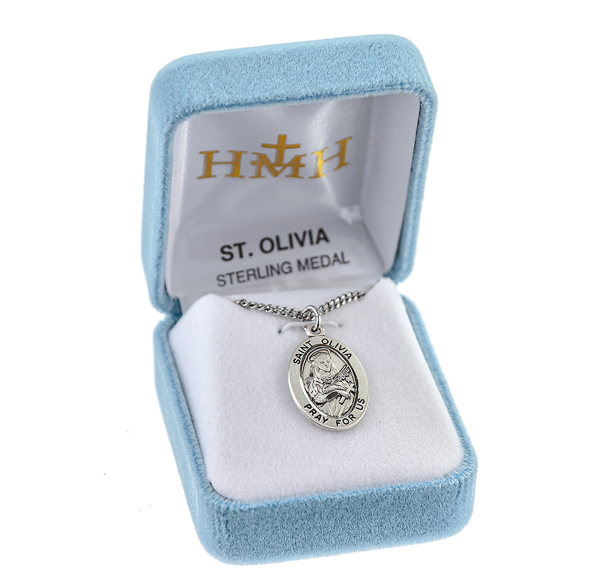 Patron Saint Olivia Oval Sterling Silver Medal