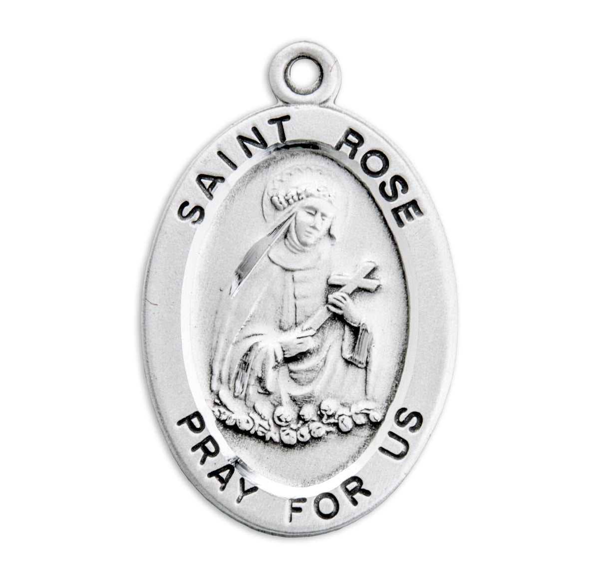 Patron Saint Rose Oval Sterling Silver Medal