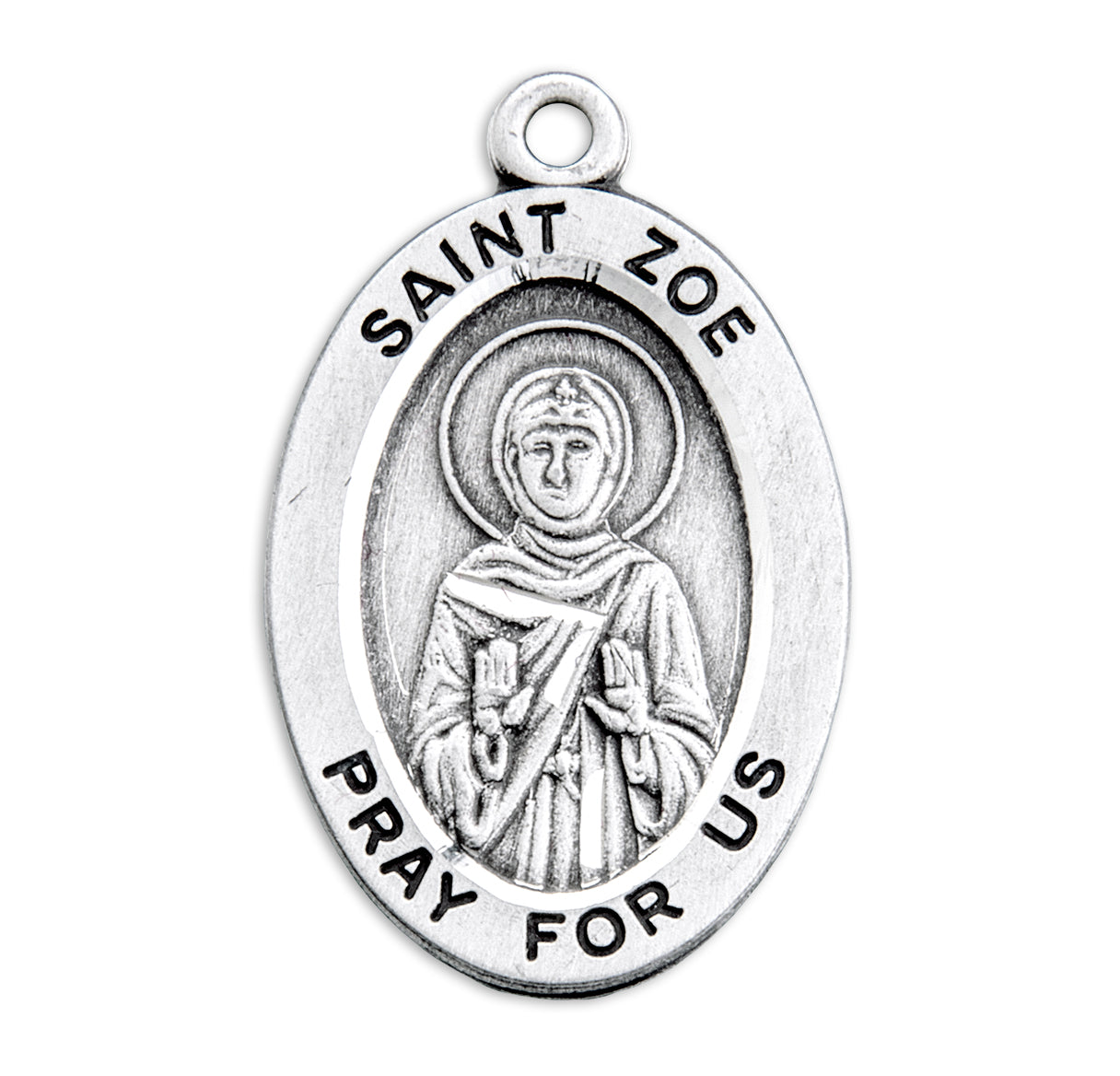 Saint Zoe Oval Sterling Silver Medal