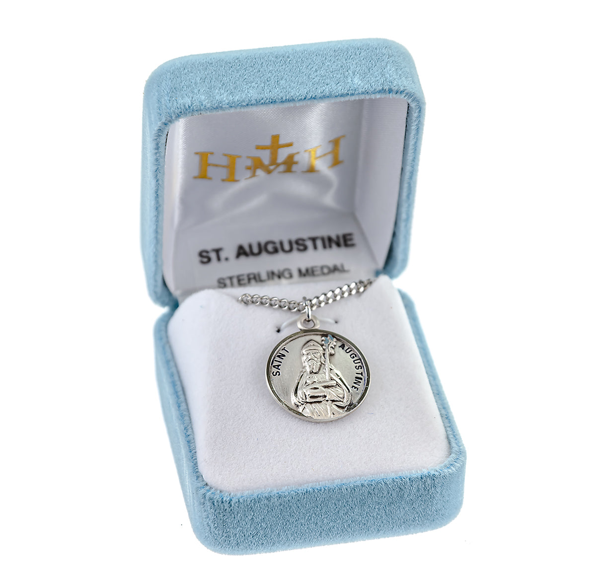 Patron Saint Augustine Round Sterling Silver Medal