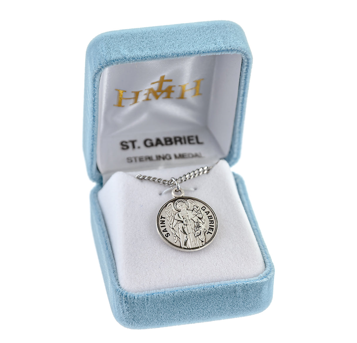 Patron Saint Gabriel Round Sterling Silver Medal