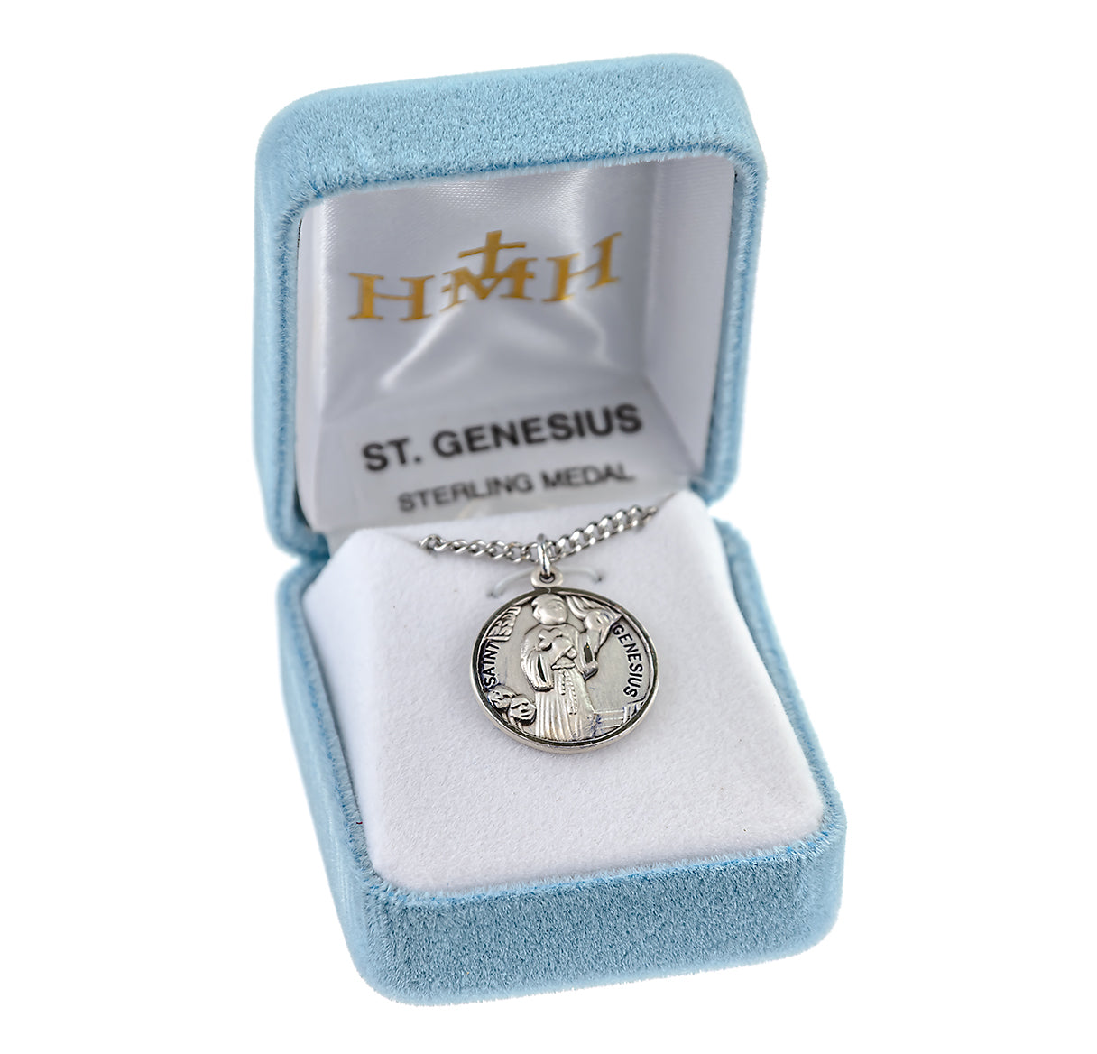 Patron Saint Genesius Round Sterling Silver Medal