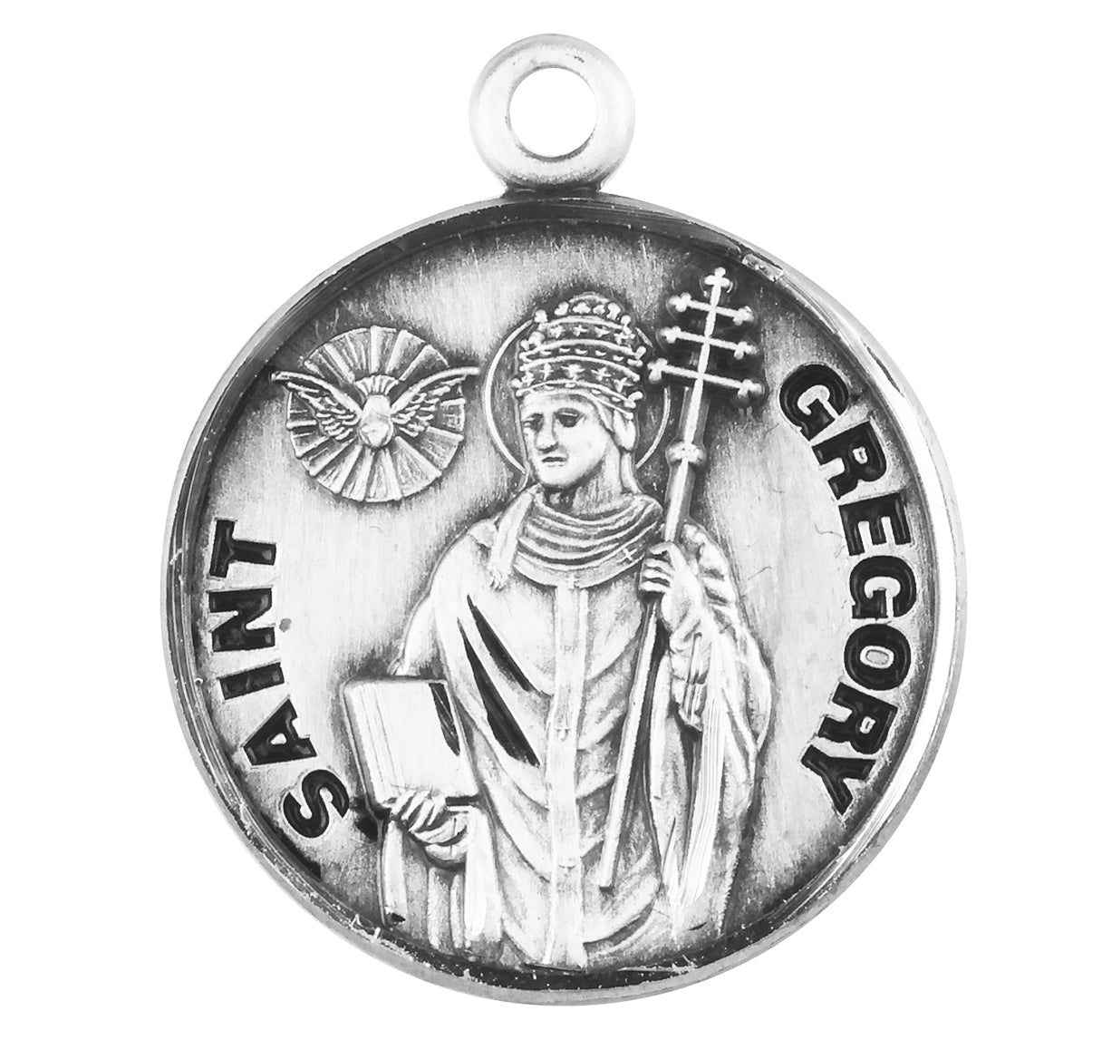 Patron Saint Gregory Round Sterling Silver Medal