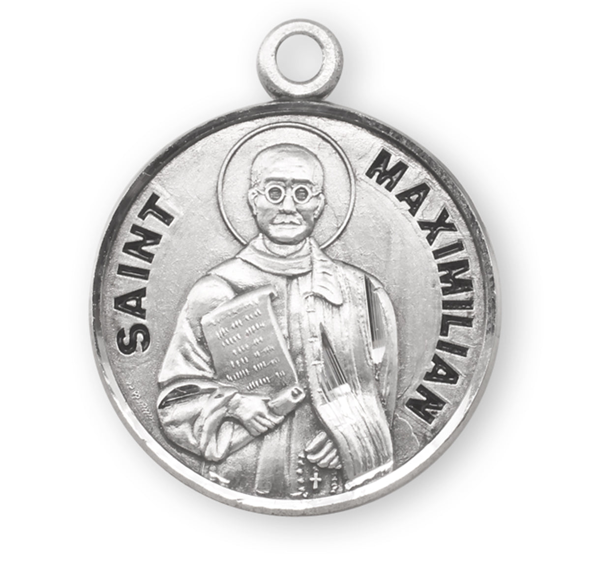 Patron Saint Maximilian Round Sterling Silver Medal