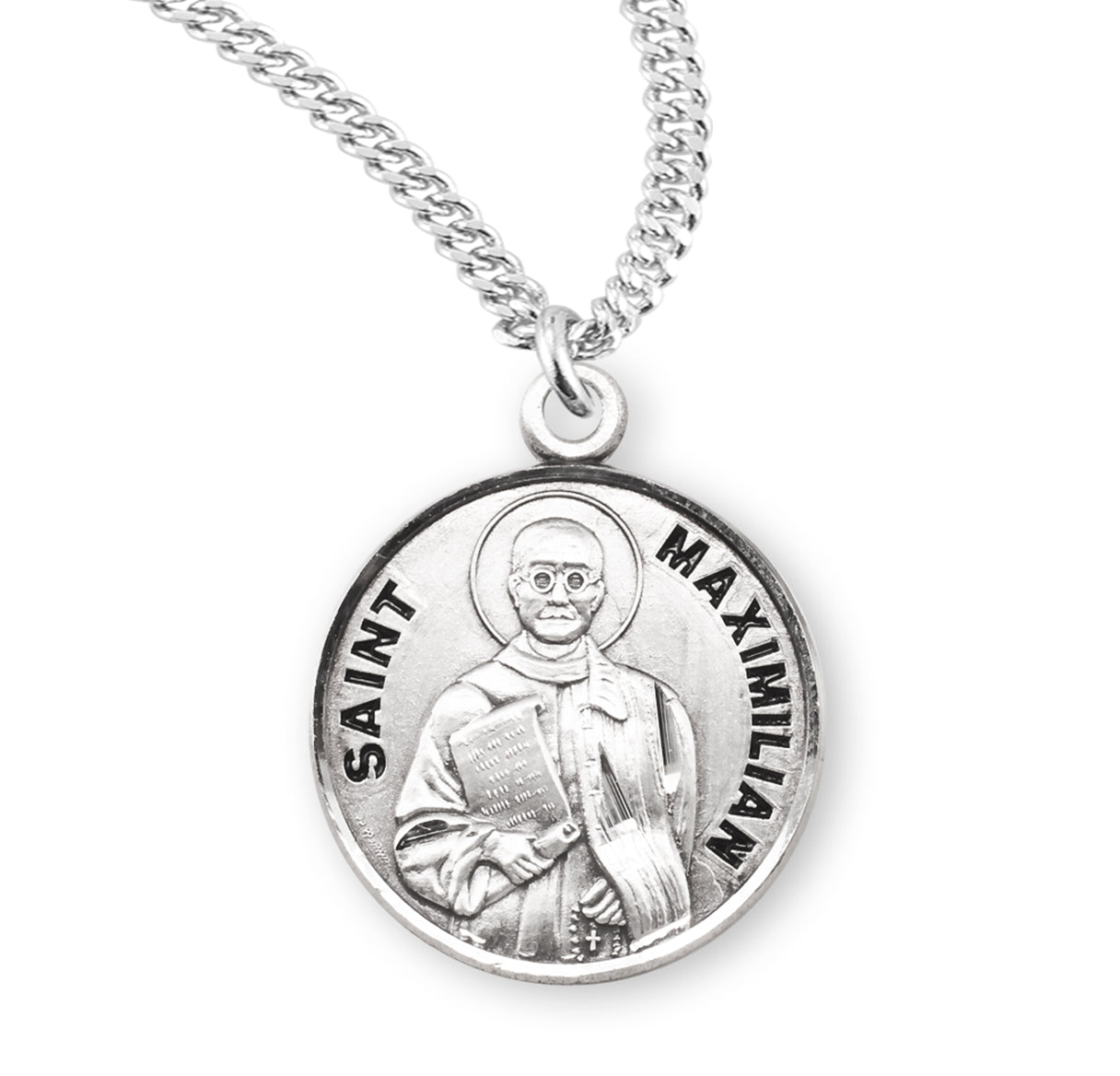 Patron Saint Maximilian Round Sterling Silver Medal