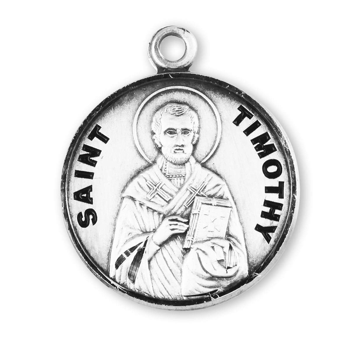 Patron Saint Timothy Round Sterling Silver Medal