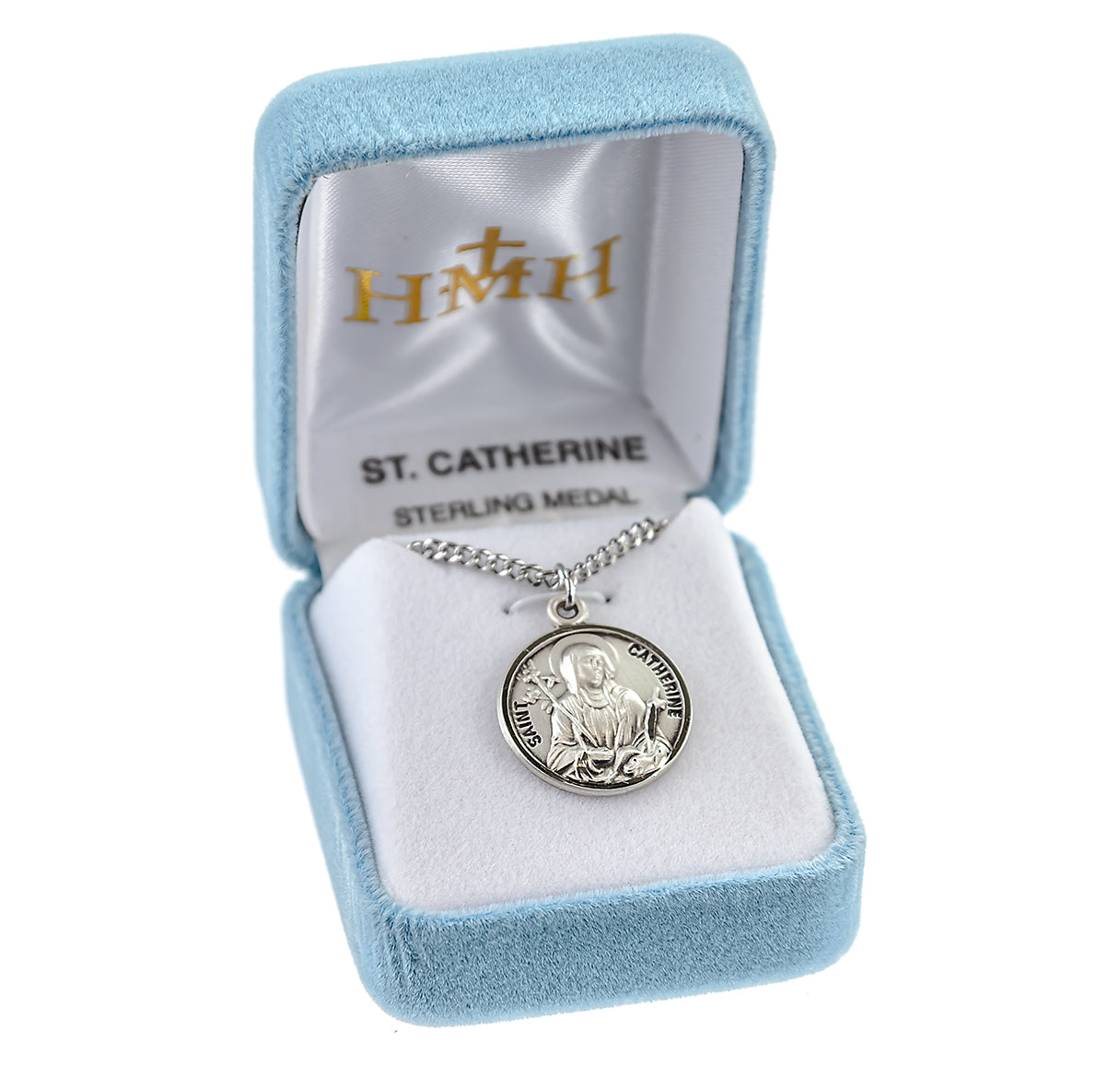 Patron Saint Catherine Round Sterling Silver Medal
