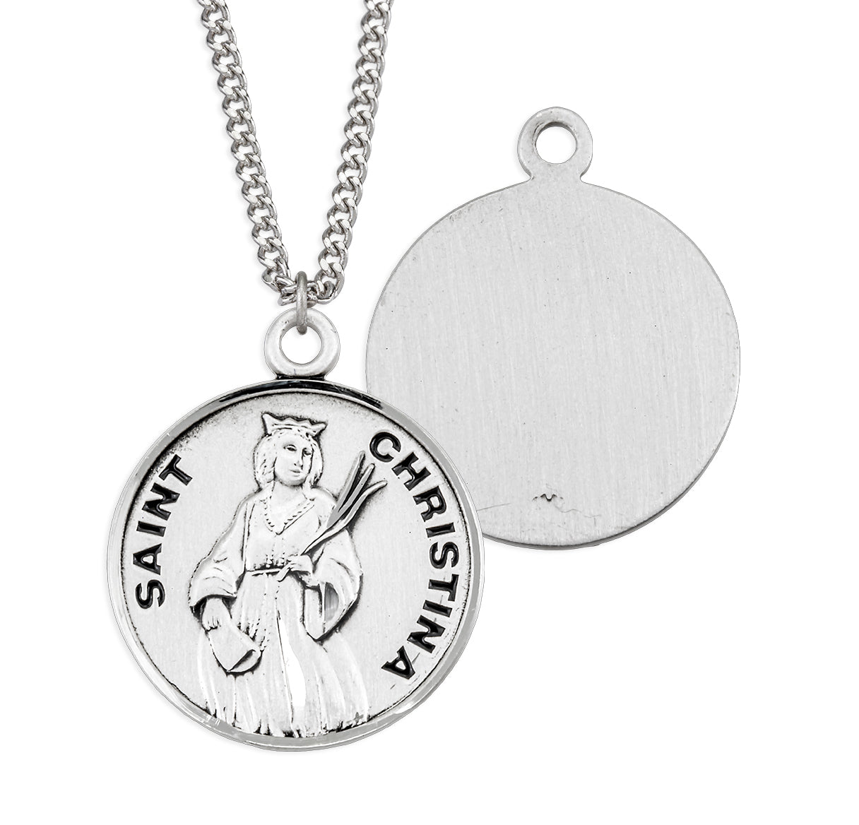Patron Saint Christina Round Sterling Silver Medal