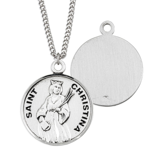 Patron Saint Christina Round Sterling Silver Medal