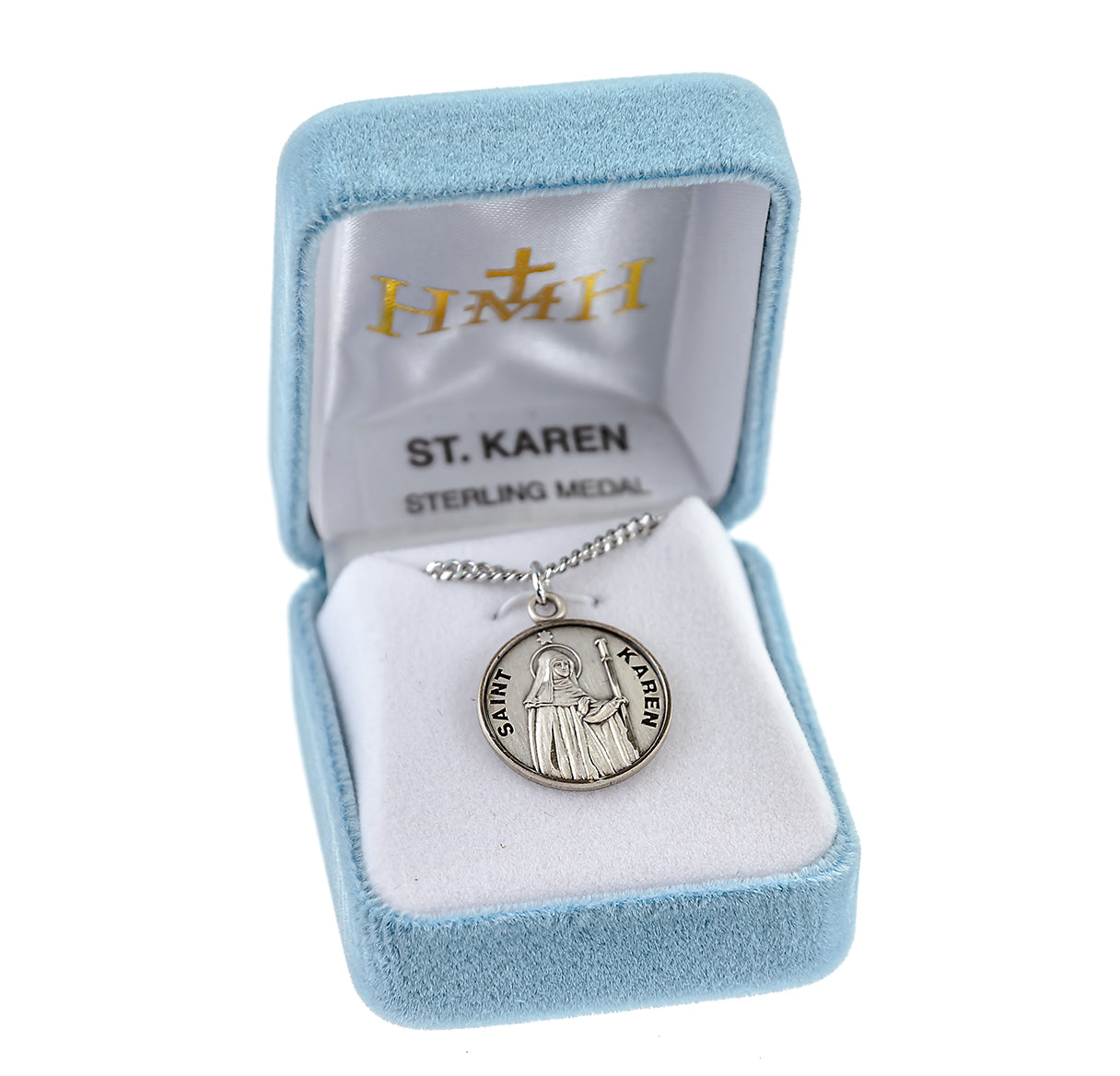 Patron Saint Karen Round Sterling Silver Medal