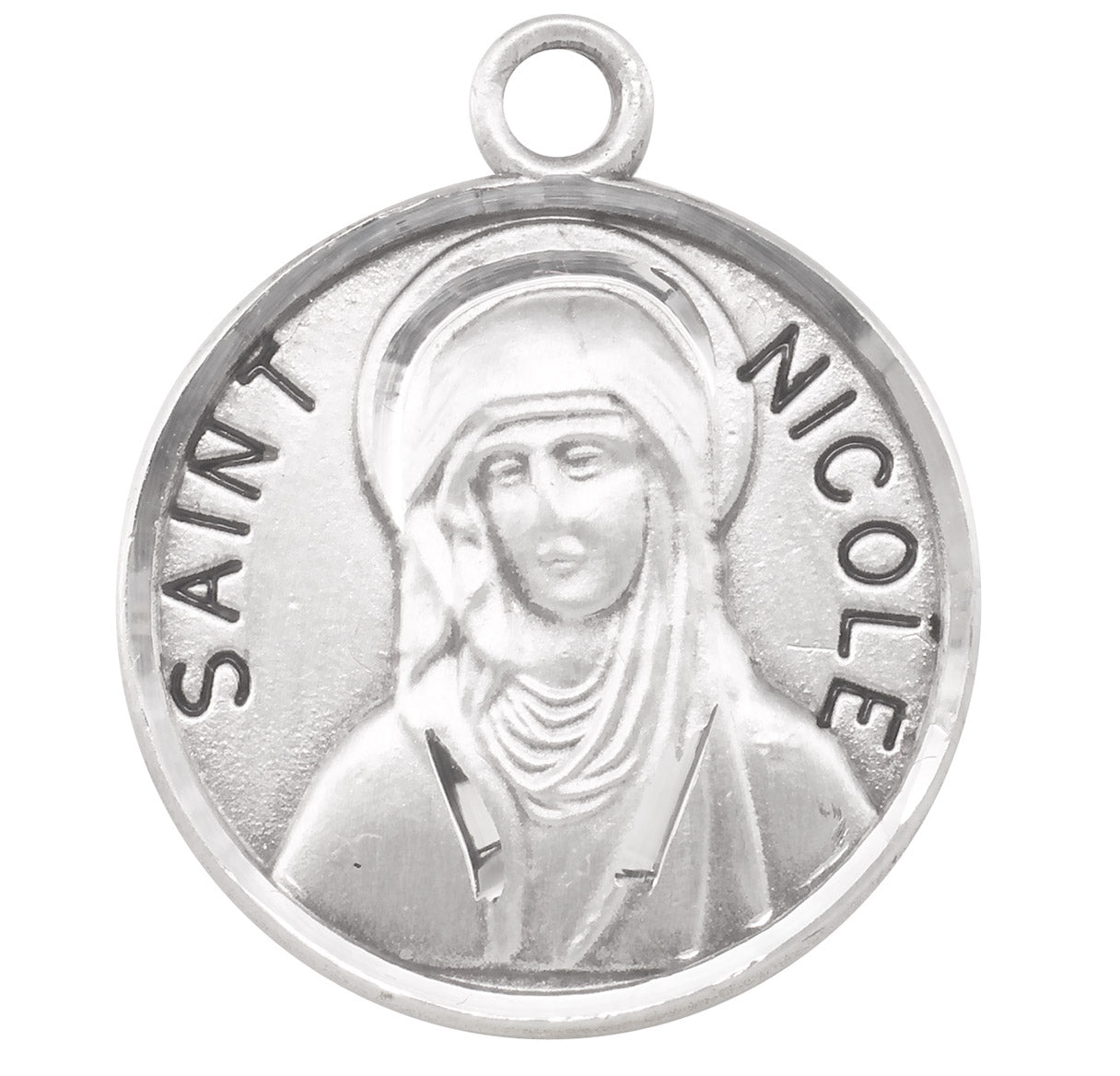 Patron Saint Nicole Round Sterling Silver Medal